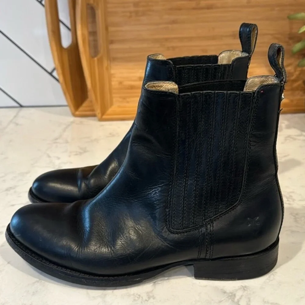 Frye Black Leather Chelsea Ankle Booties
